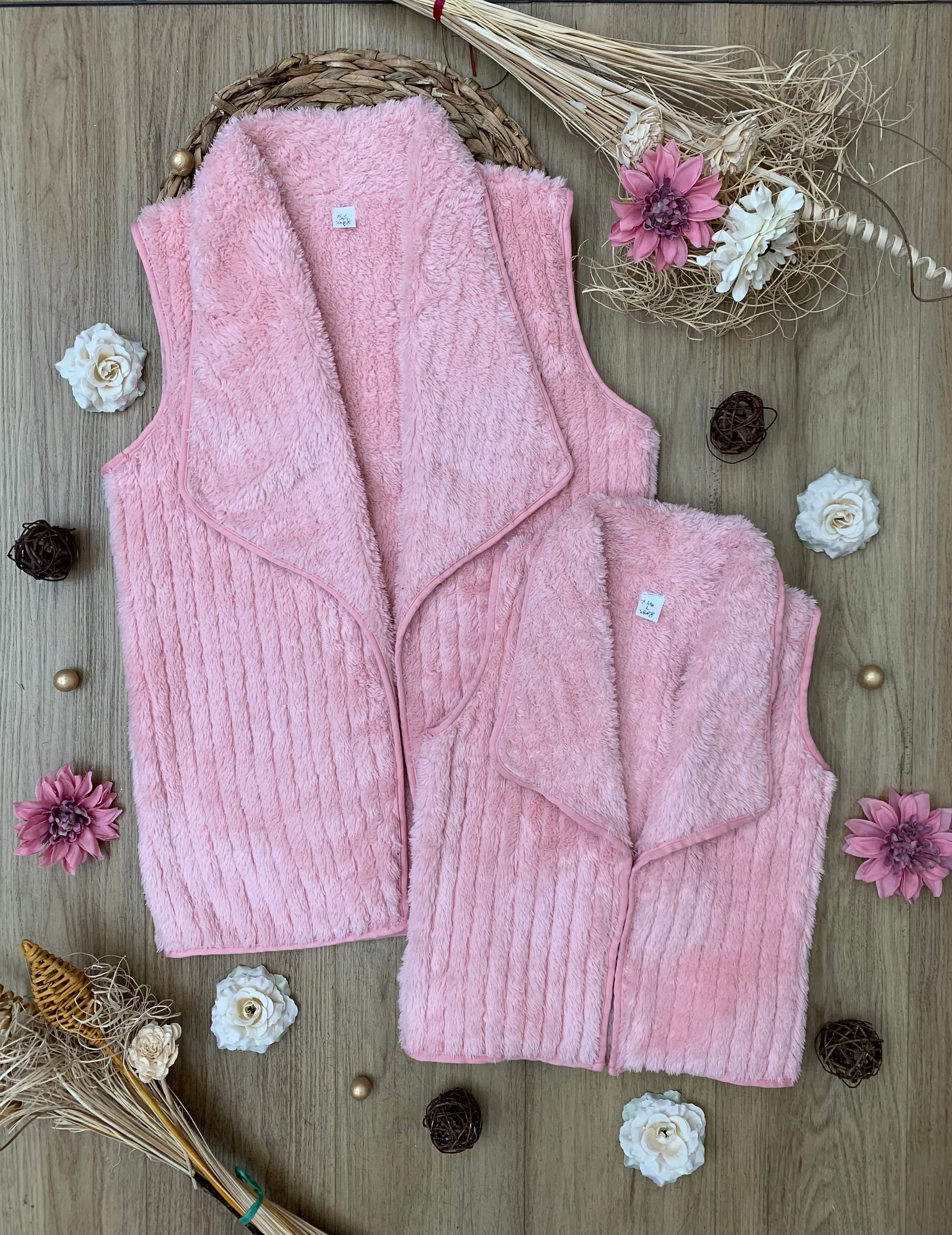 Mommy and Me Blush Cozy Faux Fur Vest