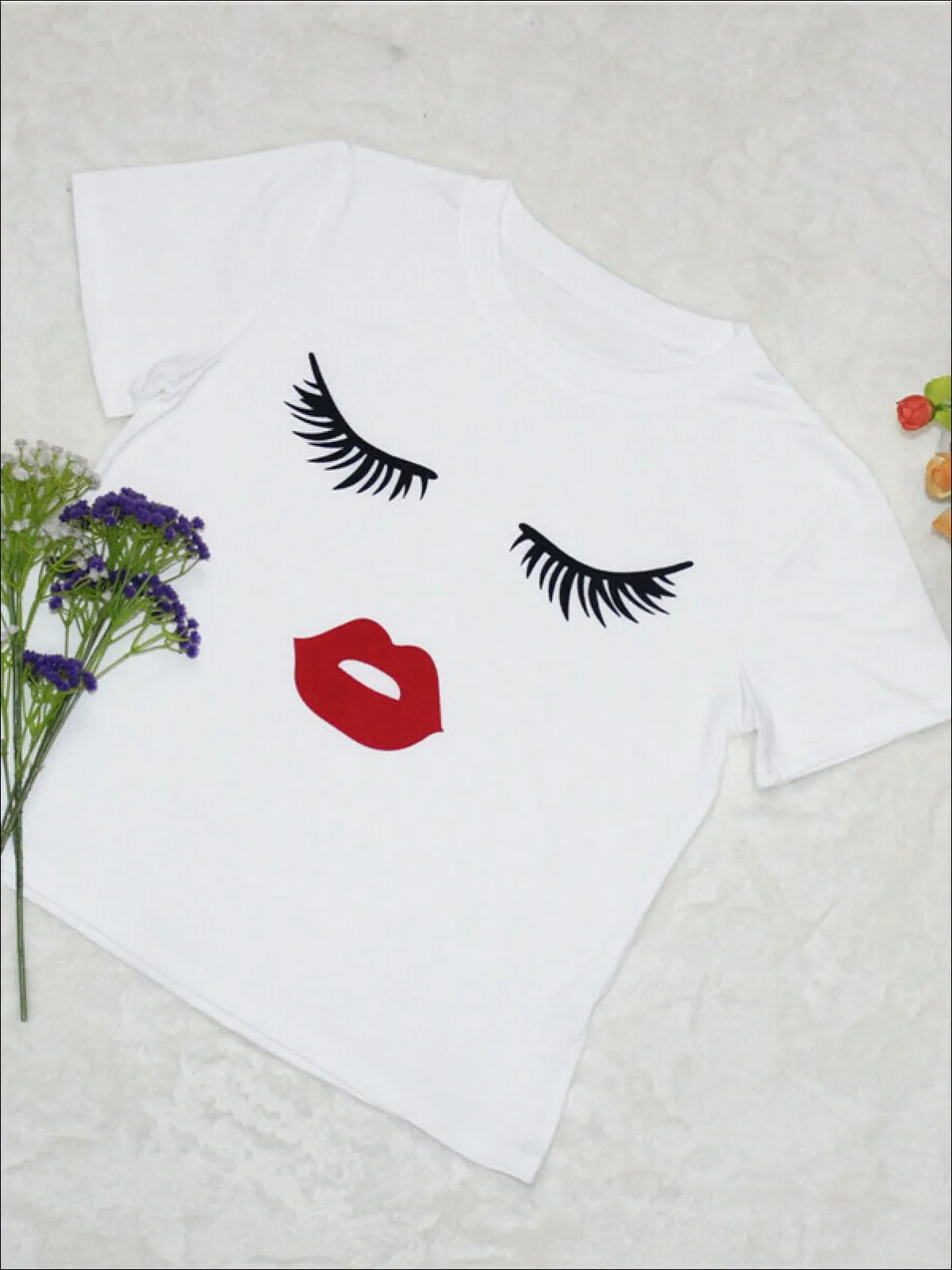 Mommy And Me Matching Eyelash And Lips T-Shirt