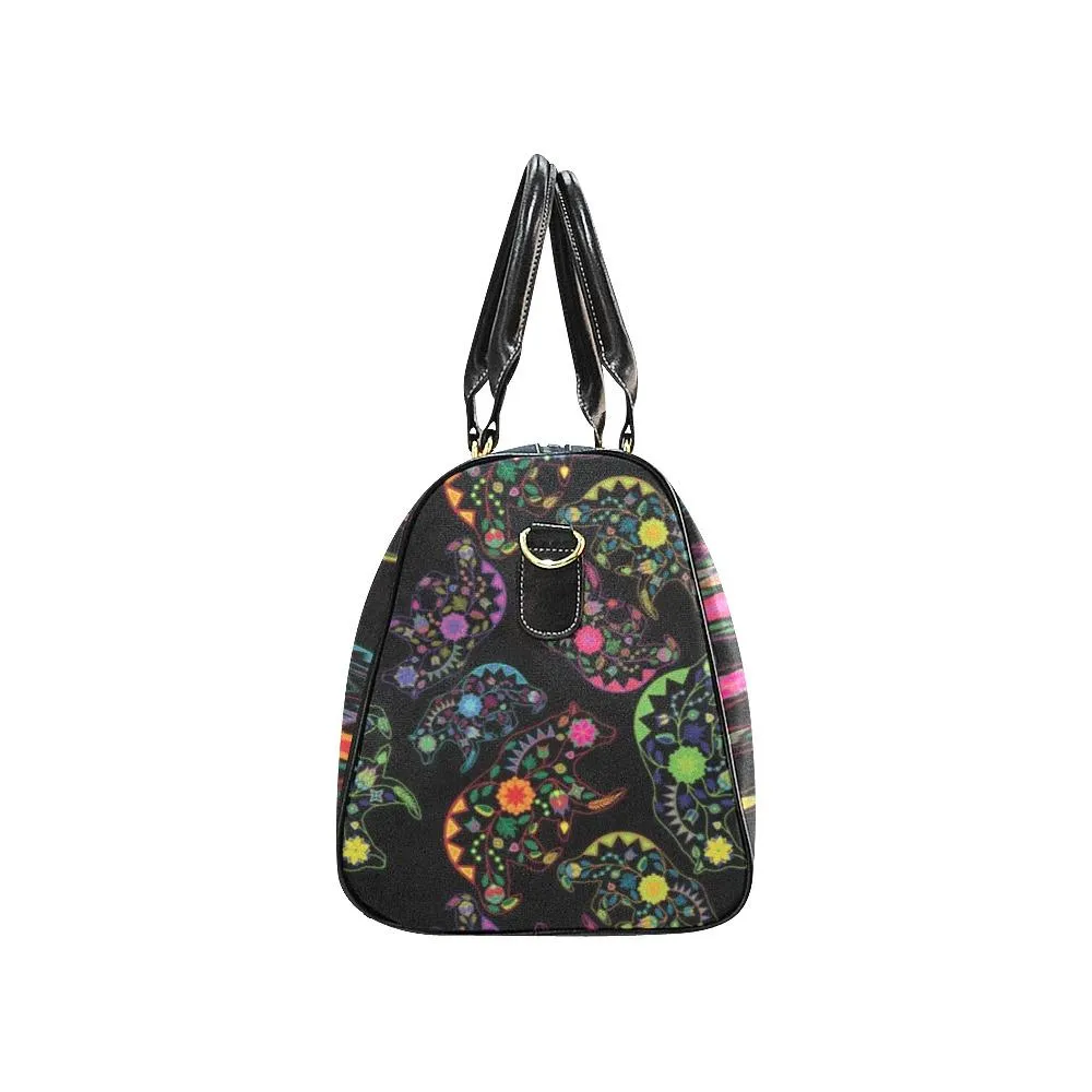 Neon Floral Bears Waterproof Travel Bag/Small