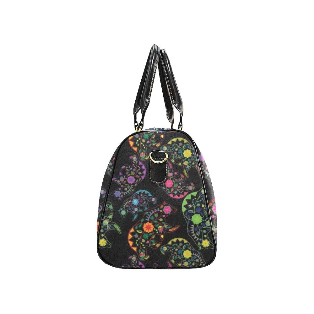 Neon Floral Bears Waterproof Travel Bag/Small