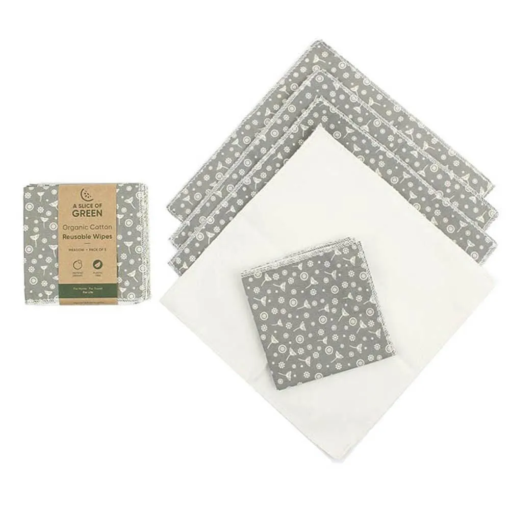 Organic Cotton Reusable Wipes - Meadow - Pack of 5