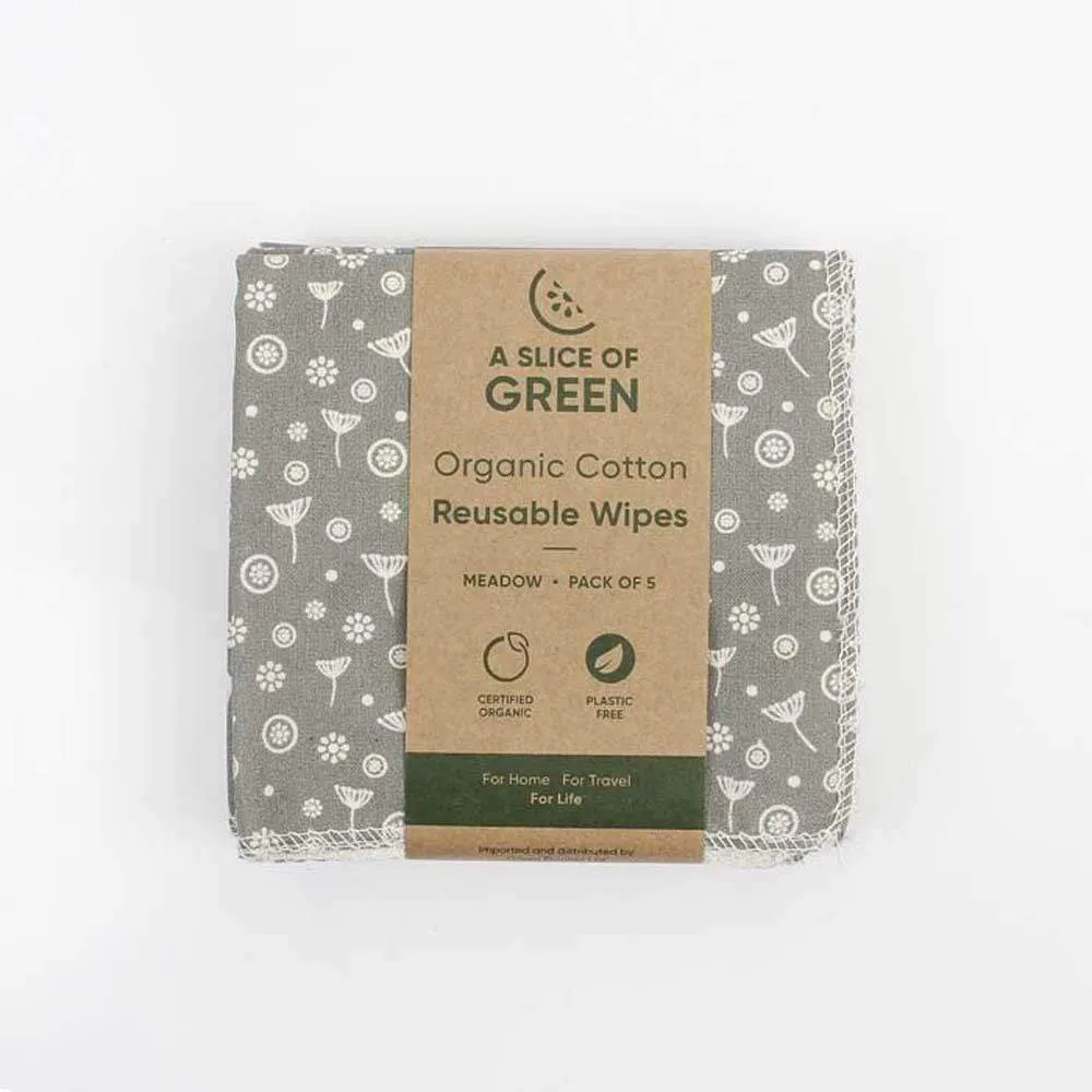 Organic Cotton Reusable Wipes - Meadow - Pack of 5