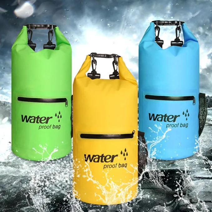 Outdoor Waterproof Dry Dual Shoulder Strap Bag Dry Sack PVC Barrel Bag, Capacity: 10L(Black)