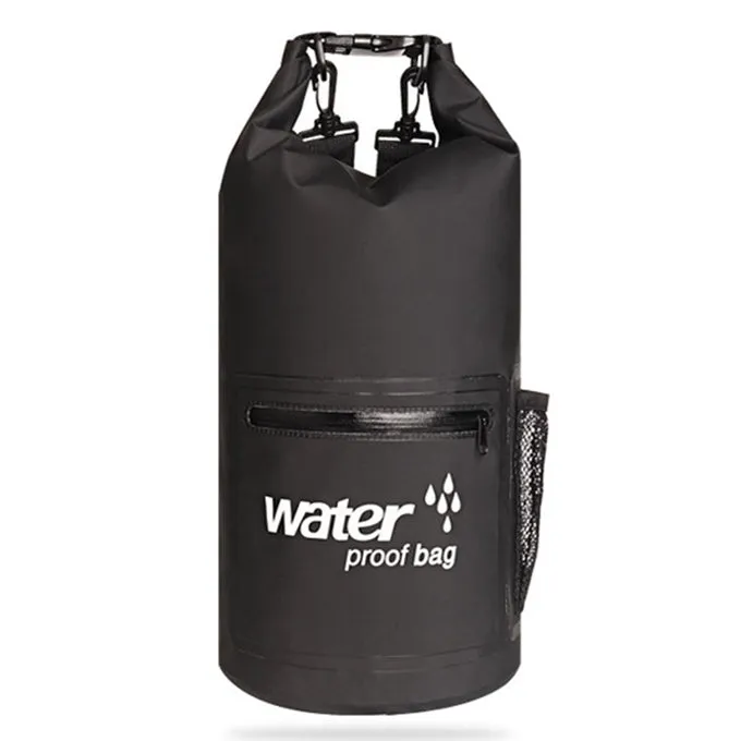 Outdoor Waterproof Dry Dual Shoulder Strap Bag Dry Sack PVC Barrel Bag, Capacity: 10L(Black)