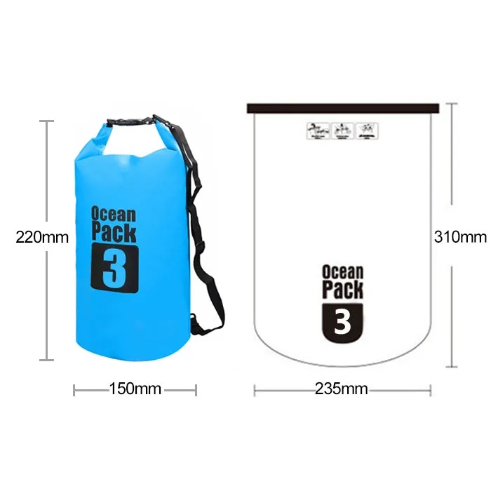 Outdoor Waterproof Single Shoulder Bag Dry Sack PVC Barrel Bag, Capacity: 3L (Black)