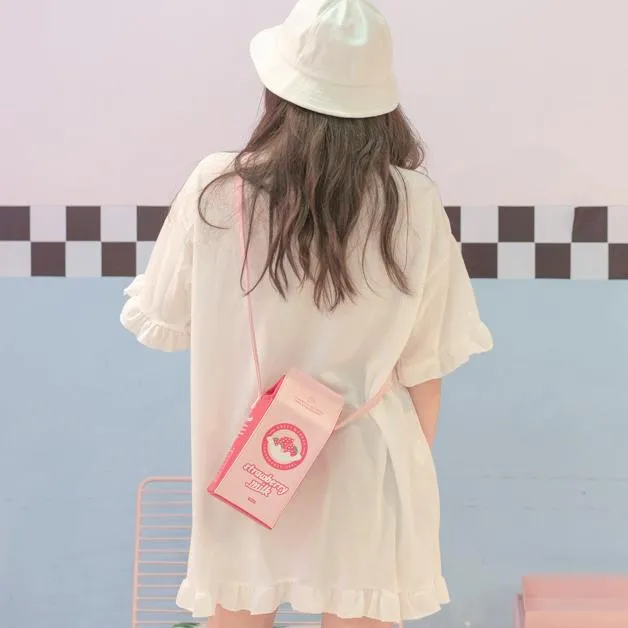 Pastel Pink Strawberry Milk Carton Bag SD01790