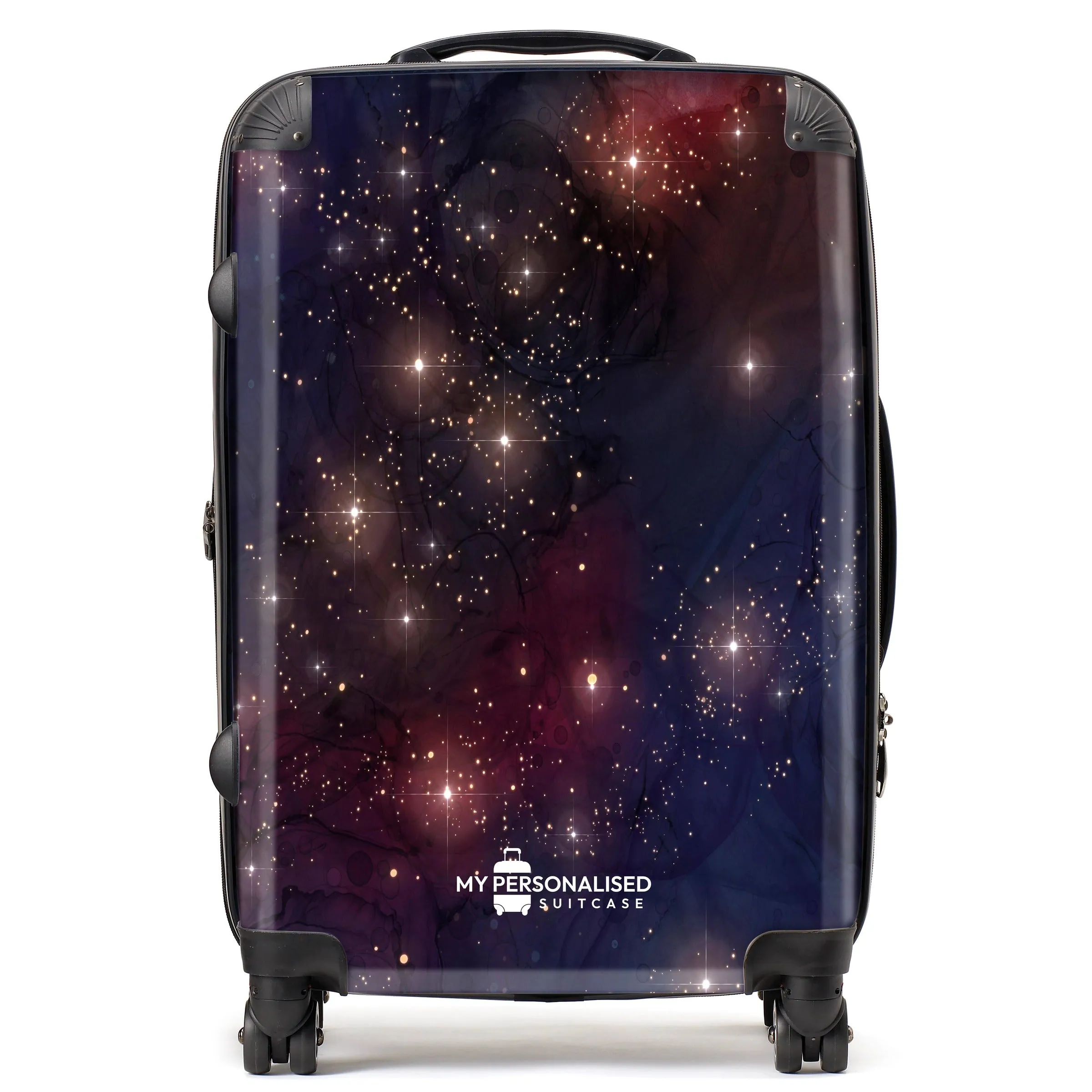 Personalised Awash with Stars Blue and Red Suitcase