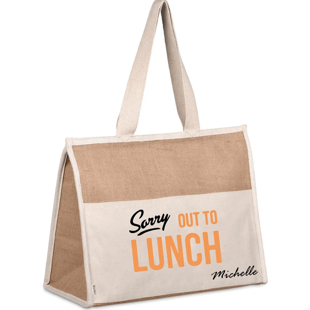 Personalised Zetsuen Jute & Cotton Lunch Bag