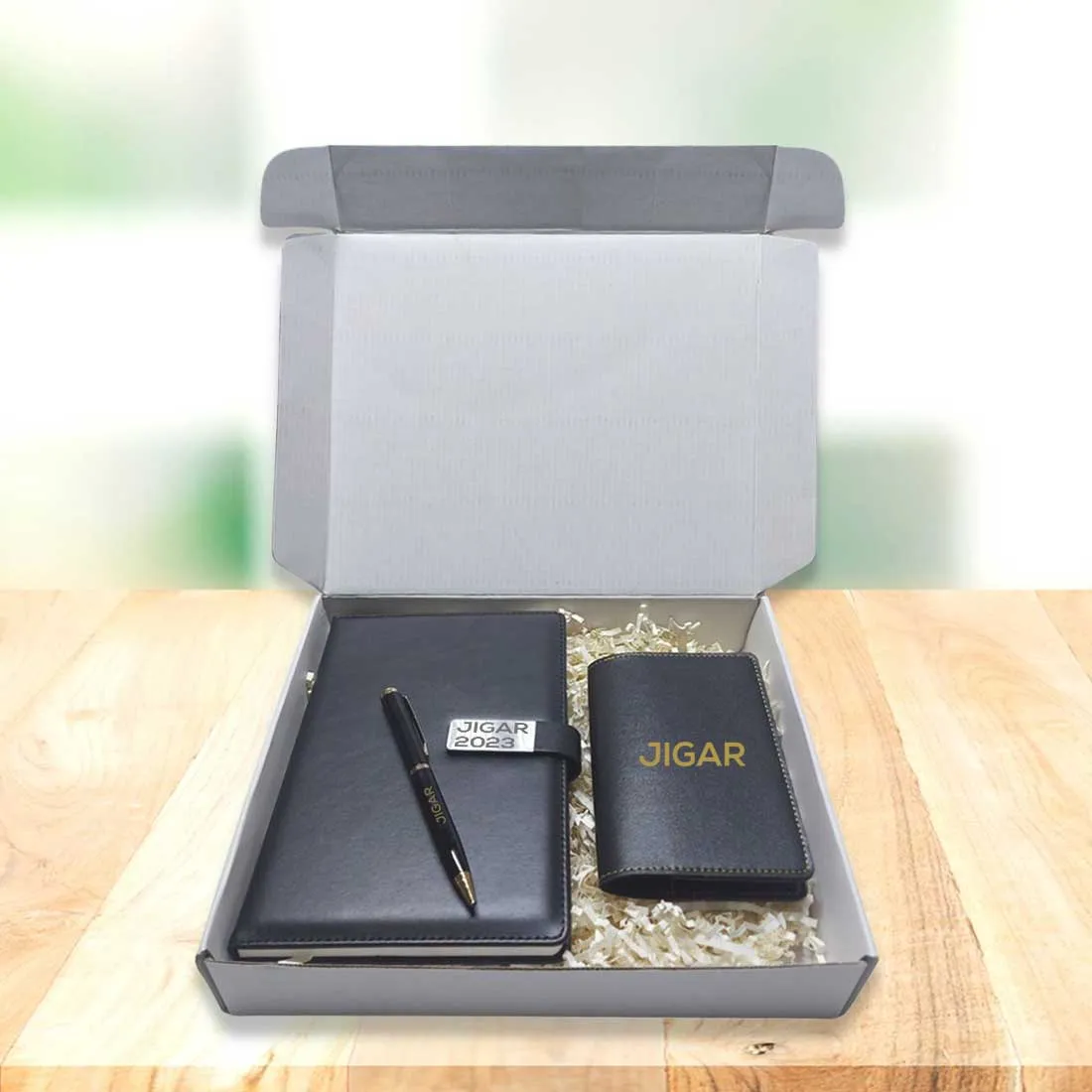 Personalized Gift Set with Personalized Diary Pen and Passport Cover Sleeve