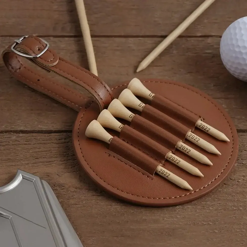 Personalized Leather Golf Tee Holder Bag Tag