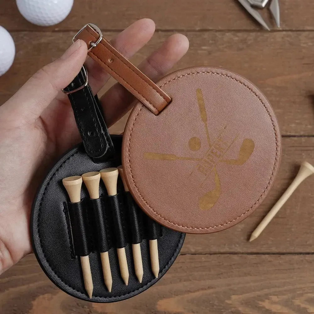 Personalized Leather Golf Tee Holder Bag Tag