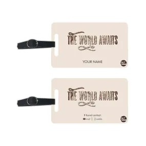 Personalized Suitcase Tags Identifier Name Set of 2 - World