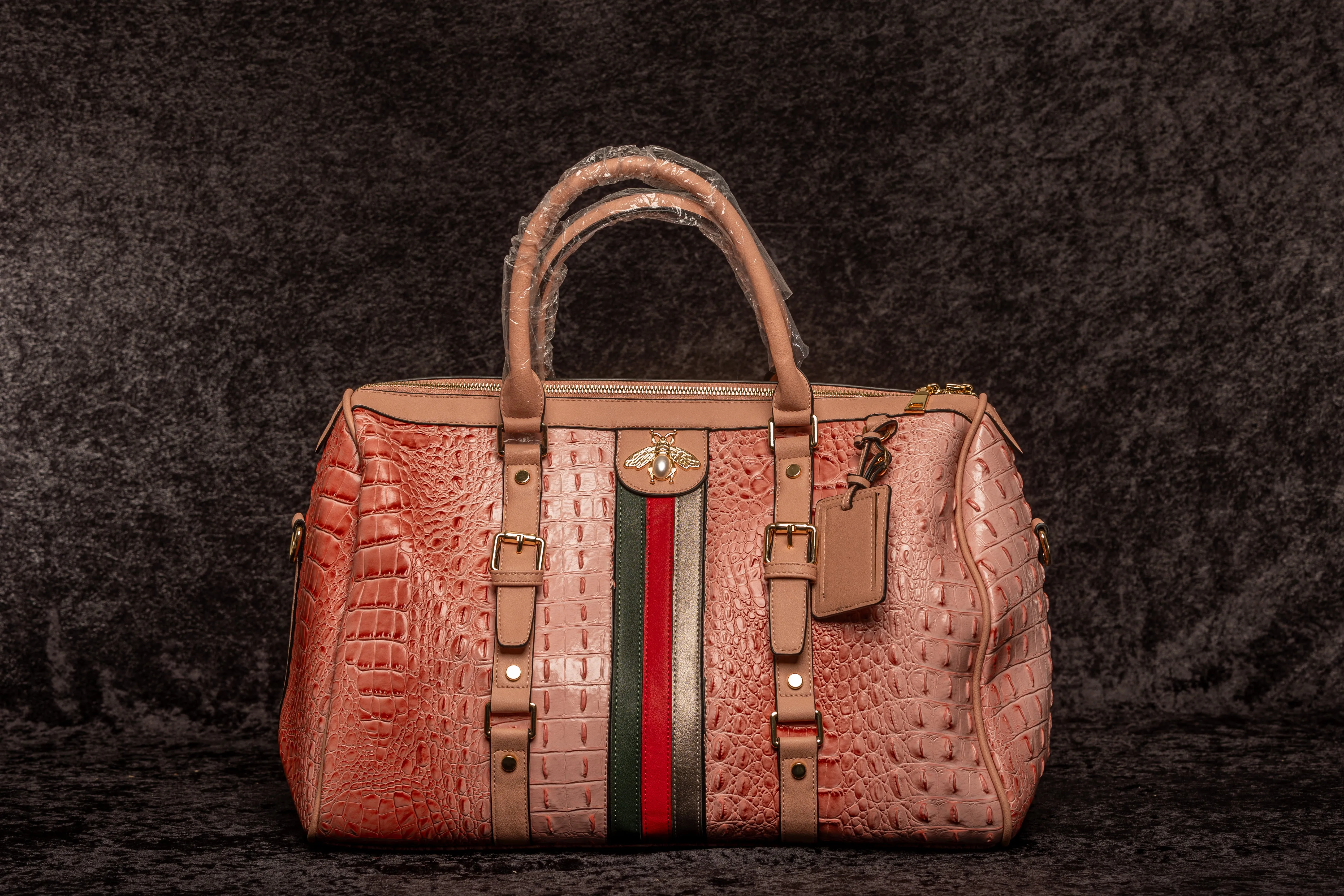 Pink Leather Croc, Travel Bag