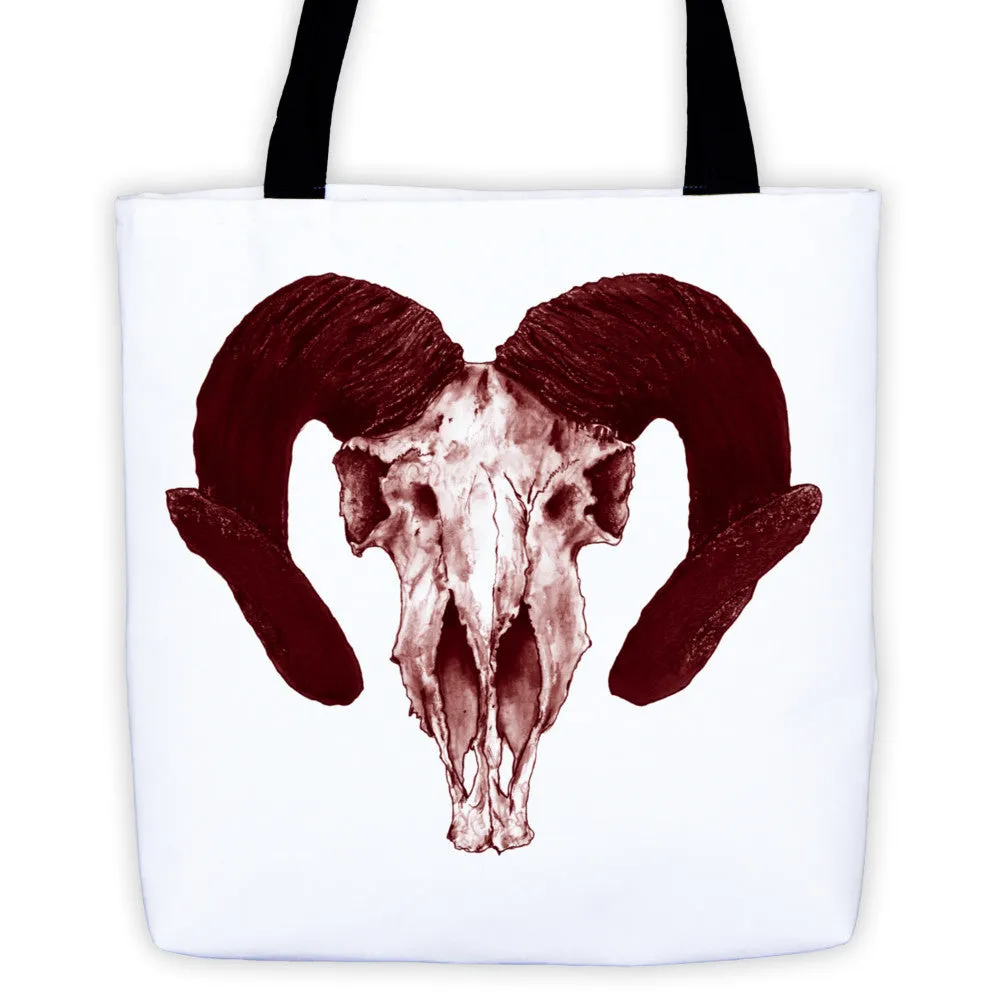 Ram Skull Tinted Concave Turn Horns Tote Bag by Robert Bowen