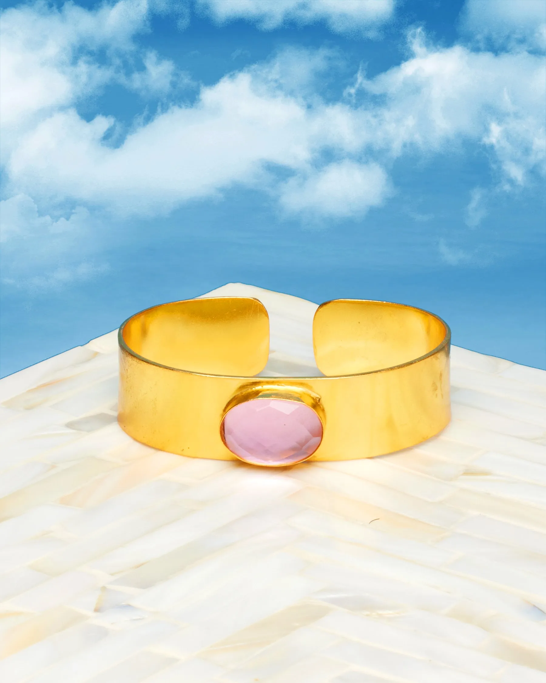 Ravenna Statement Cuff Bracelet in Crystal Rose