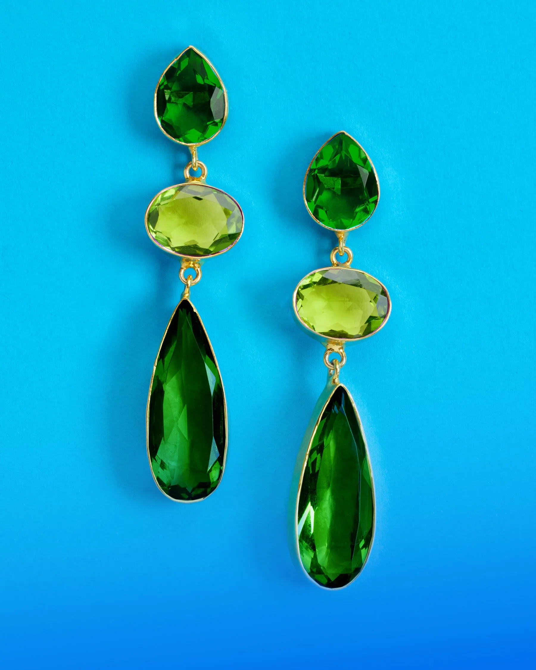 Ravenna Statement Drop Earrings in Lush Greens