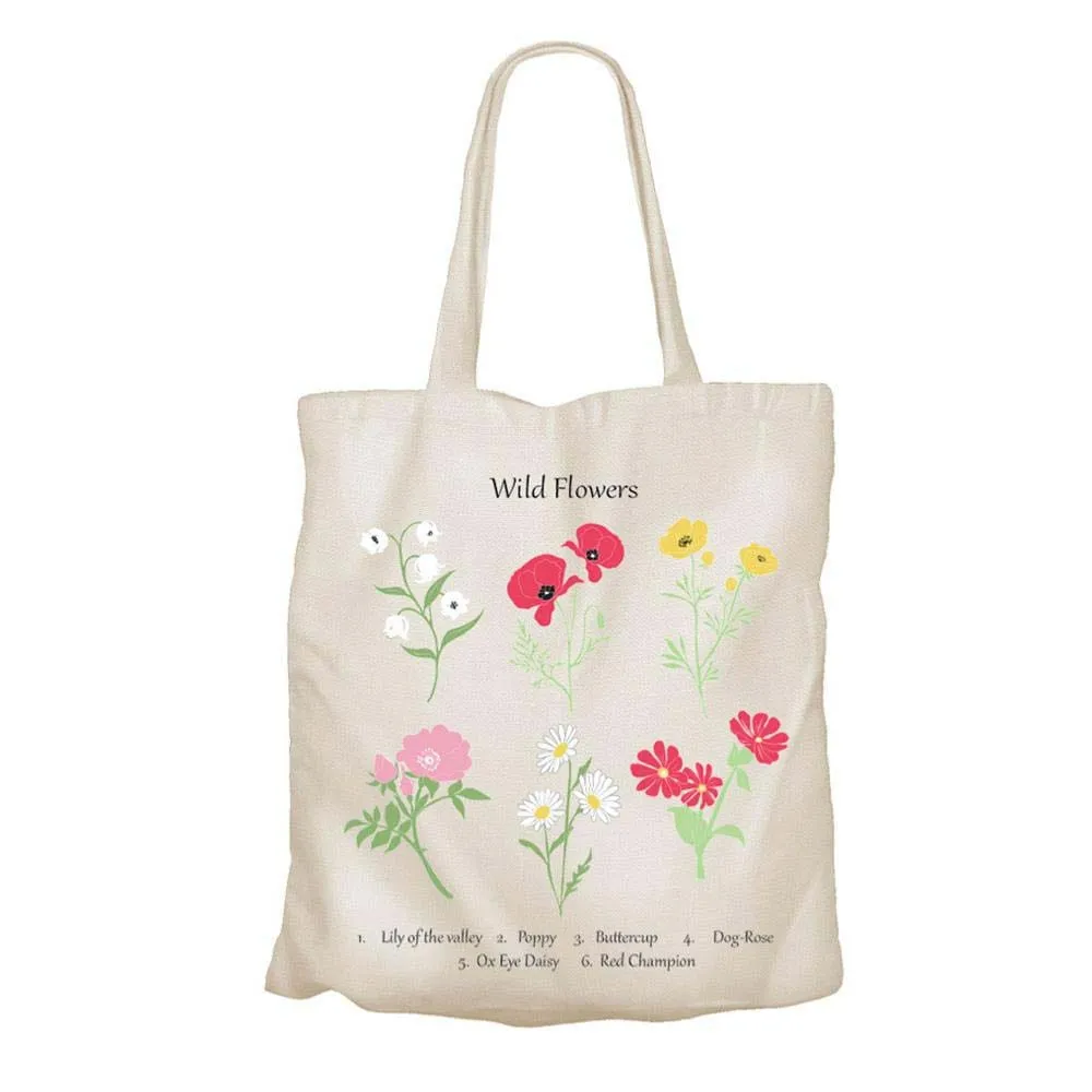 Recycled Cotton Tote Shopping Bag by Shared Earth - Wild Flowers