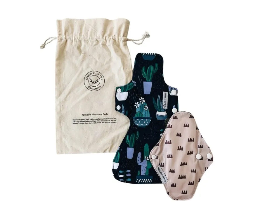 Reusable Menstrual Pad Starter Kit, 1 Day and 1 Night