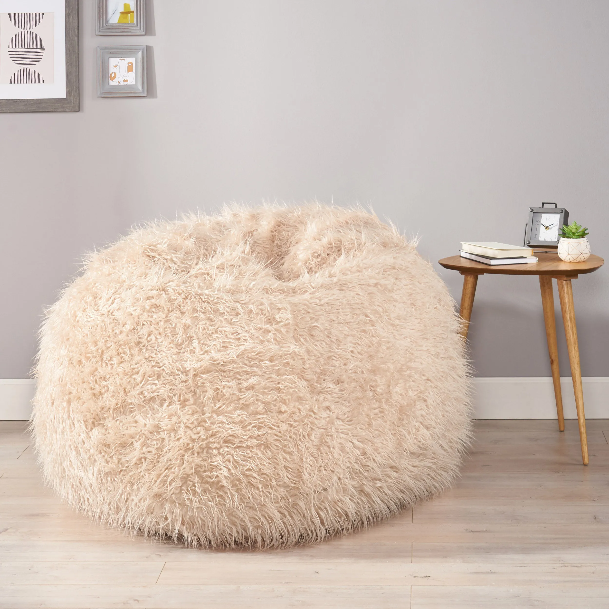 Sae 5 Ft Long Faux Fur Bean Bag