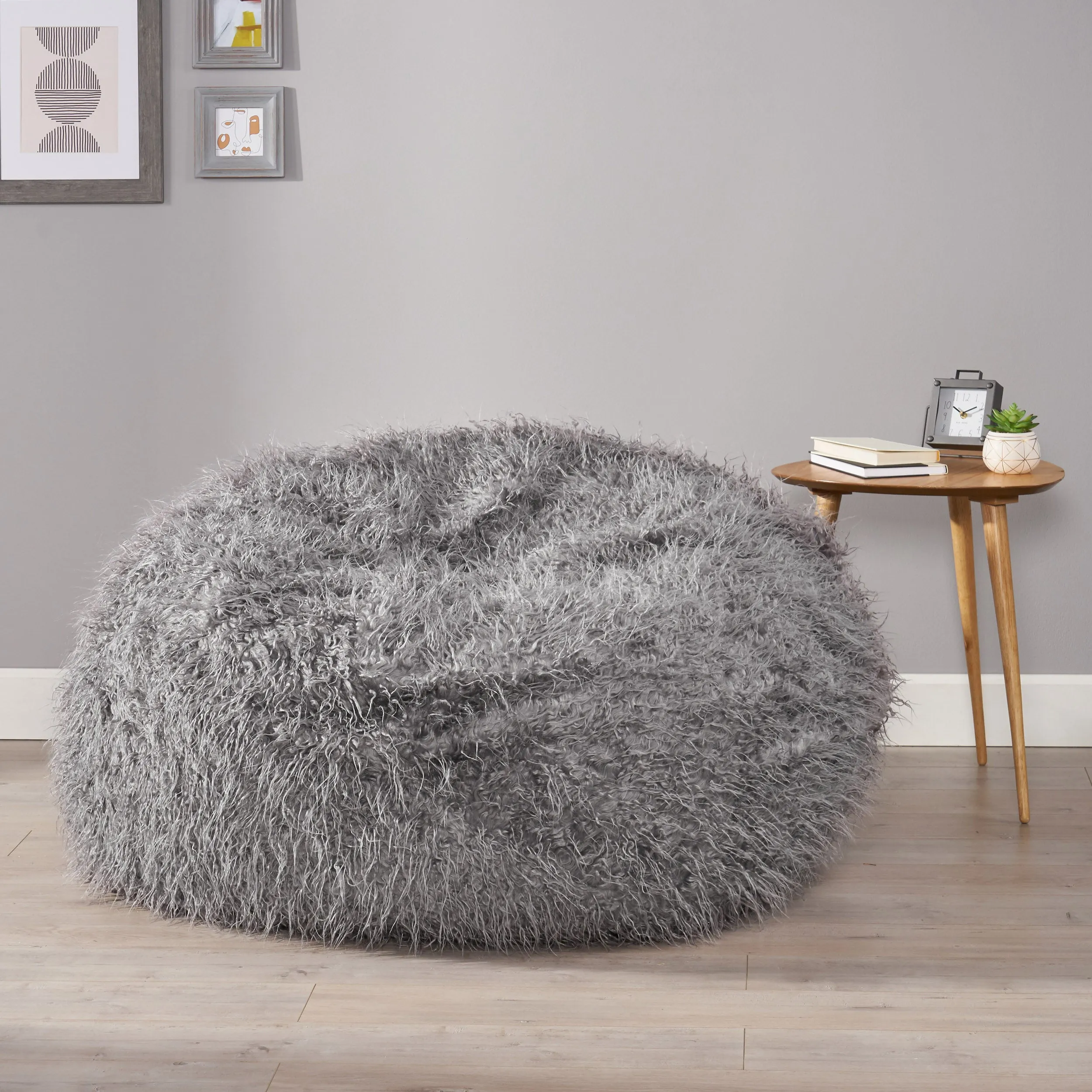 Sae 5 Ft Long Faux Fur Bean Bag