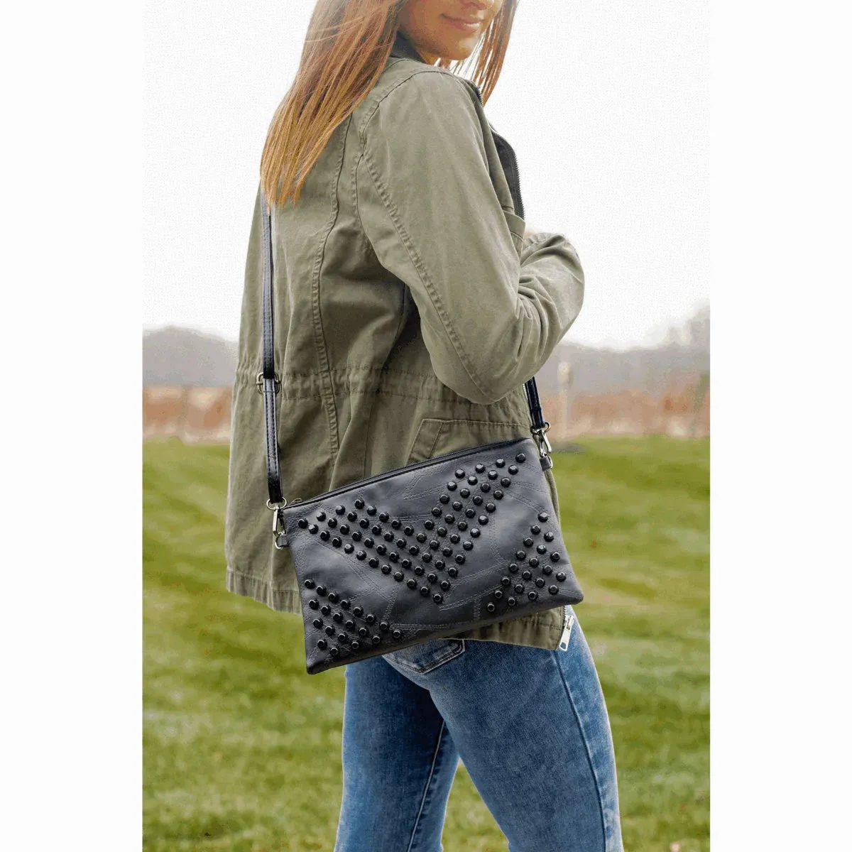 Samantha Studded Crossbody Shoulder Bag