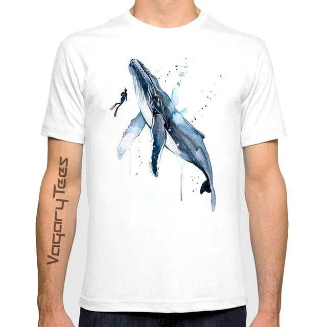 Scuba diving T-Shirt for Men | Free diver Whale Shark & Humpback