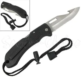 Scuba Foldable Low Volume Black Stainless Steel Point Tip BCD Knife