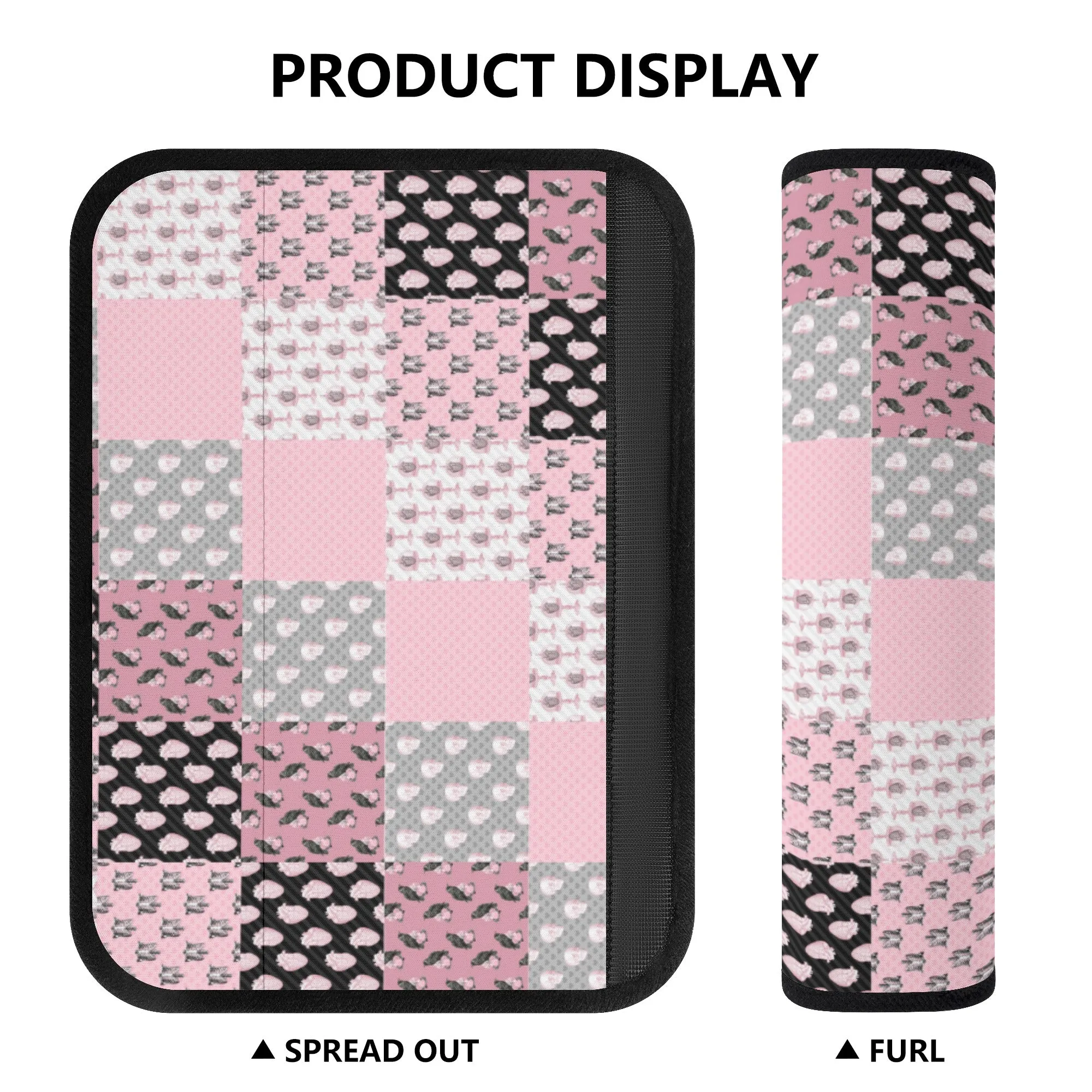 Seat Belt Cover for Cars | Vehicle Seatbelt Protector | Shoulder Pad/Cushion | Safety Belt Wrap | Pastel Goth Checkered