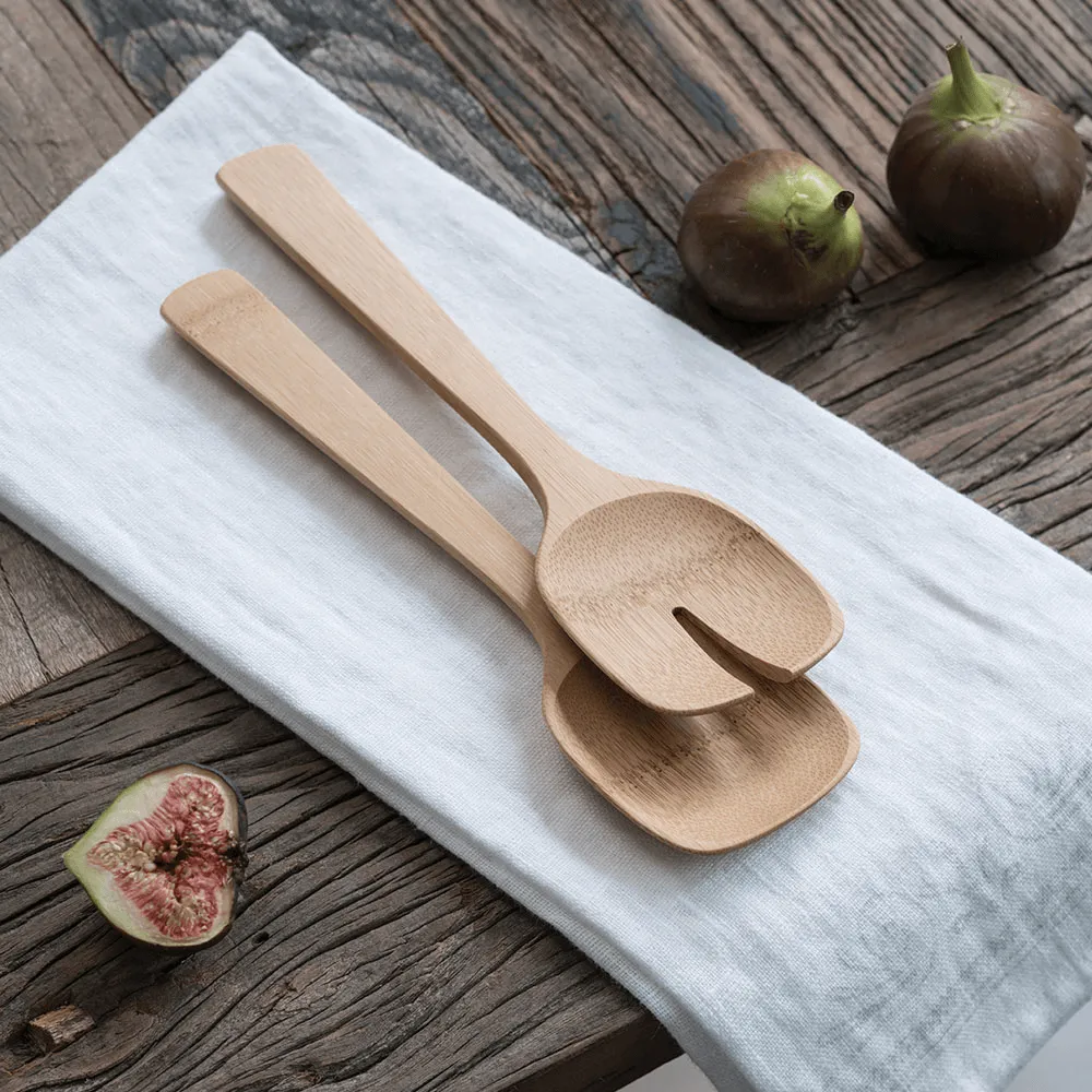 Short Bamboo Salad Servers