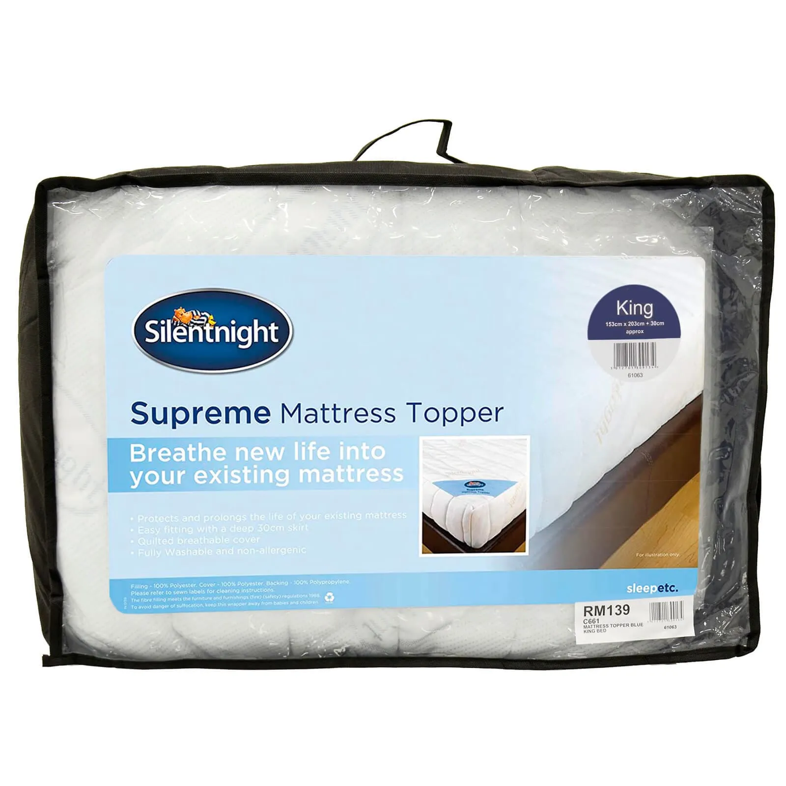 Silentnight Supreme Mattress Topper Soft Quilted Cover