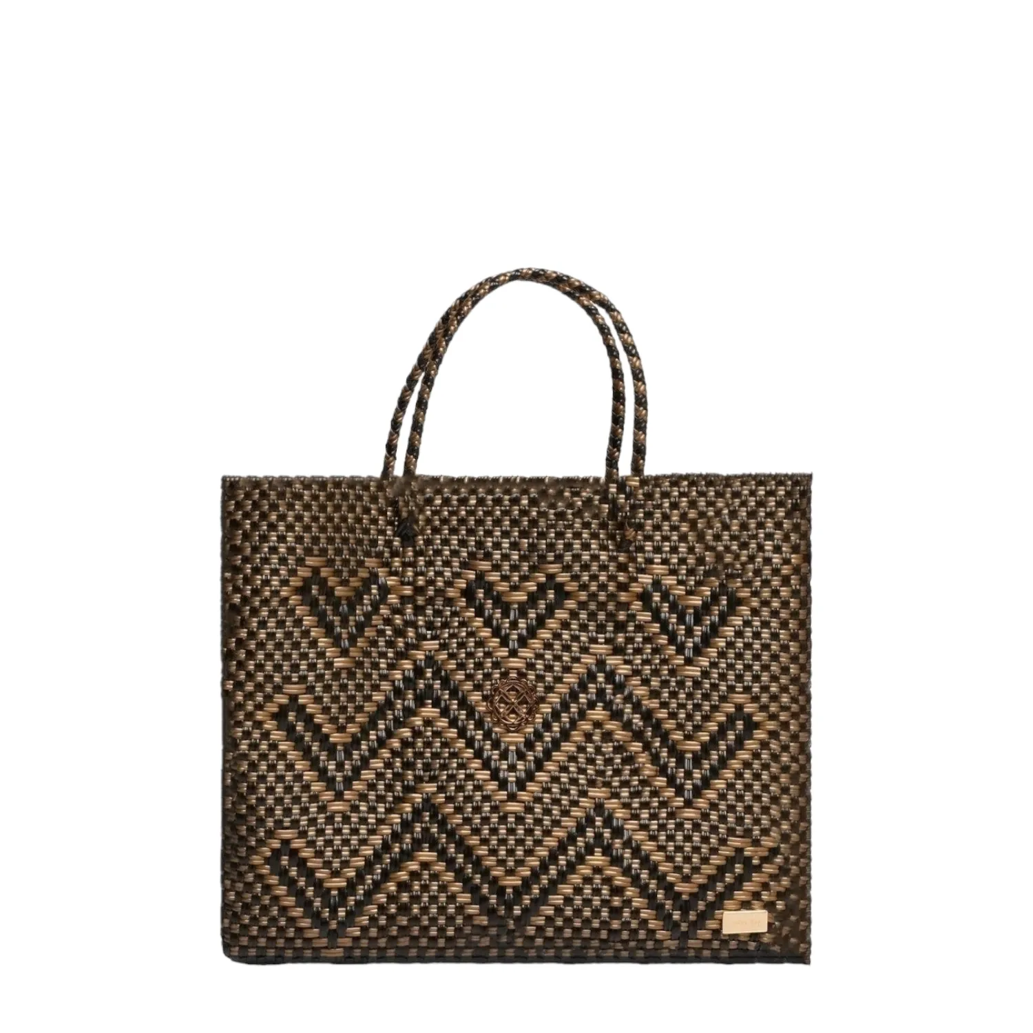 SMALL BLACK GOLD CHEVRON TOTE BAG