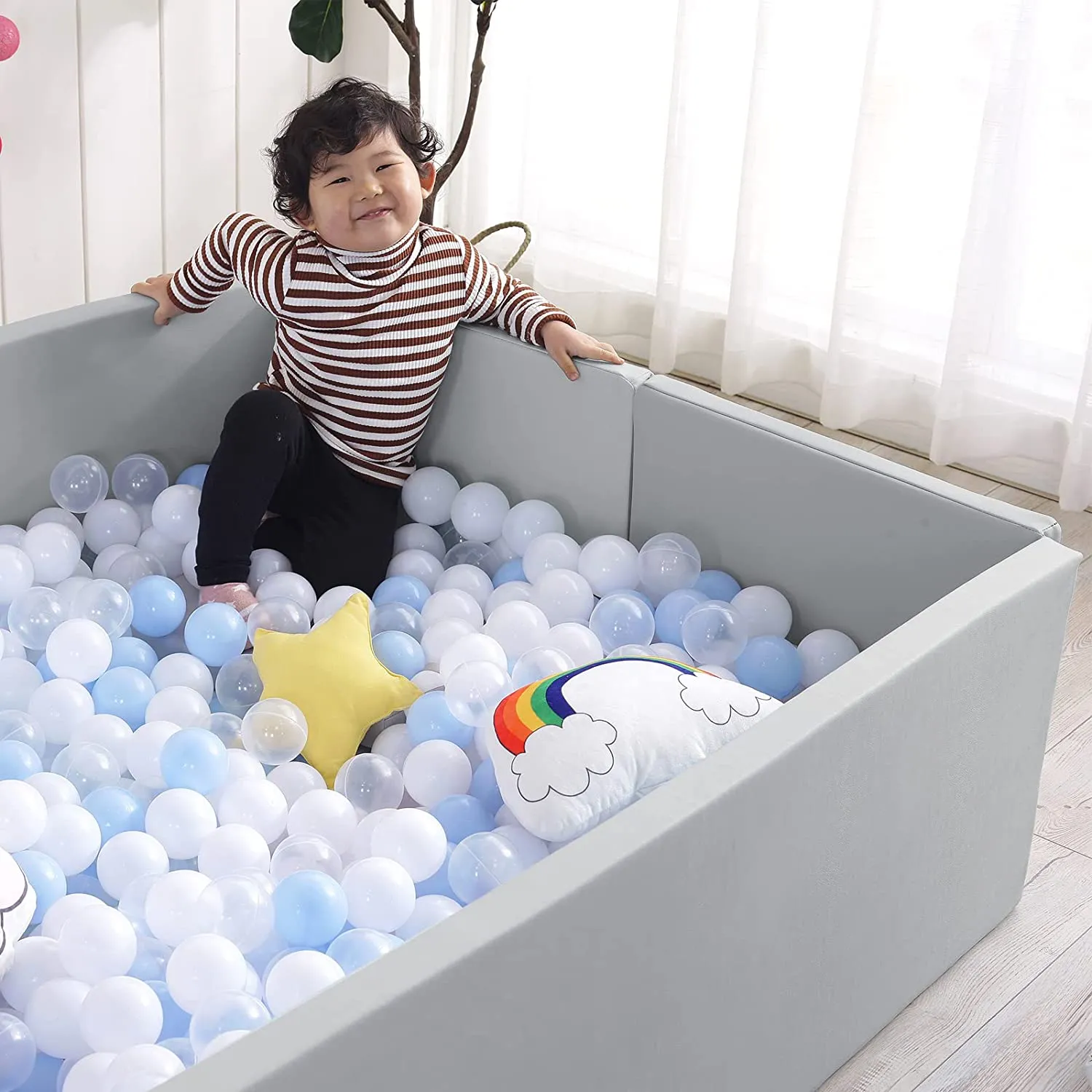 Soft Foam Foldable Grey Ball Pit Crawling Fence Children's Playground