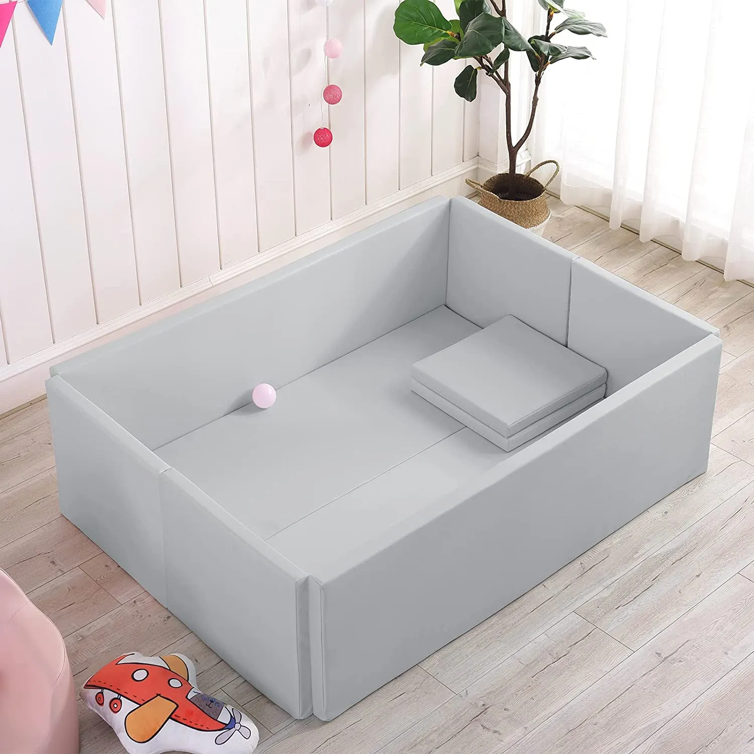 Soft Foam Foldable Grey Ball Pit Crawling Fence Children's Playground