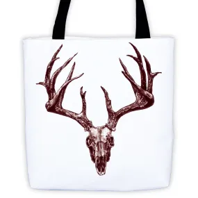 Stag Skull Tinted Illustration Tote Bag by Robert Bowen