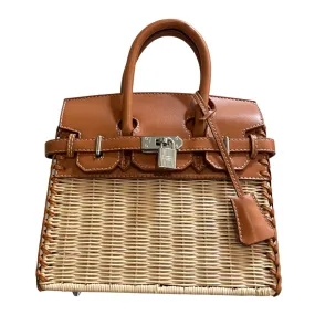 Straw & Leather Picnic Bag (Available in 2 Sizes)