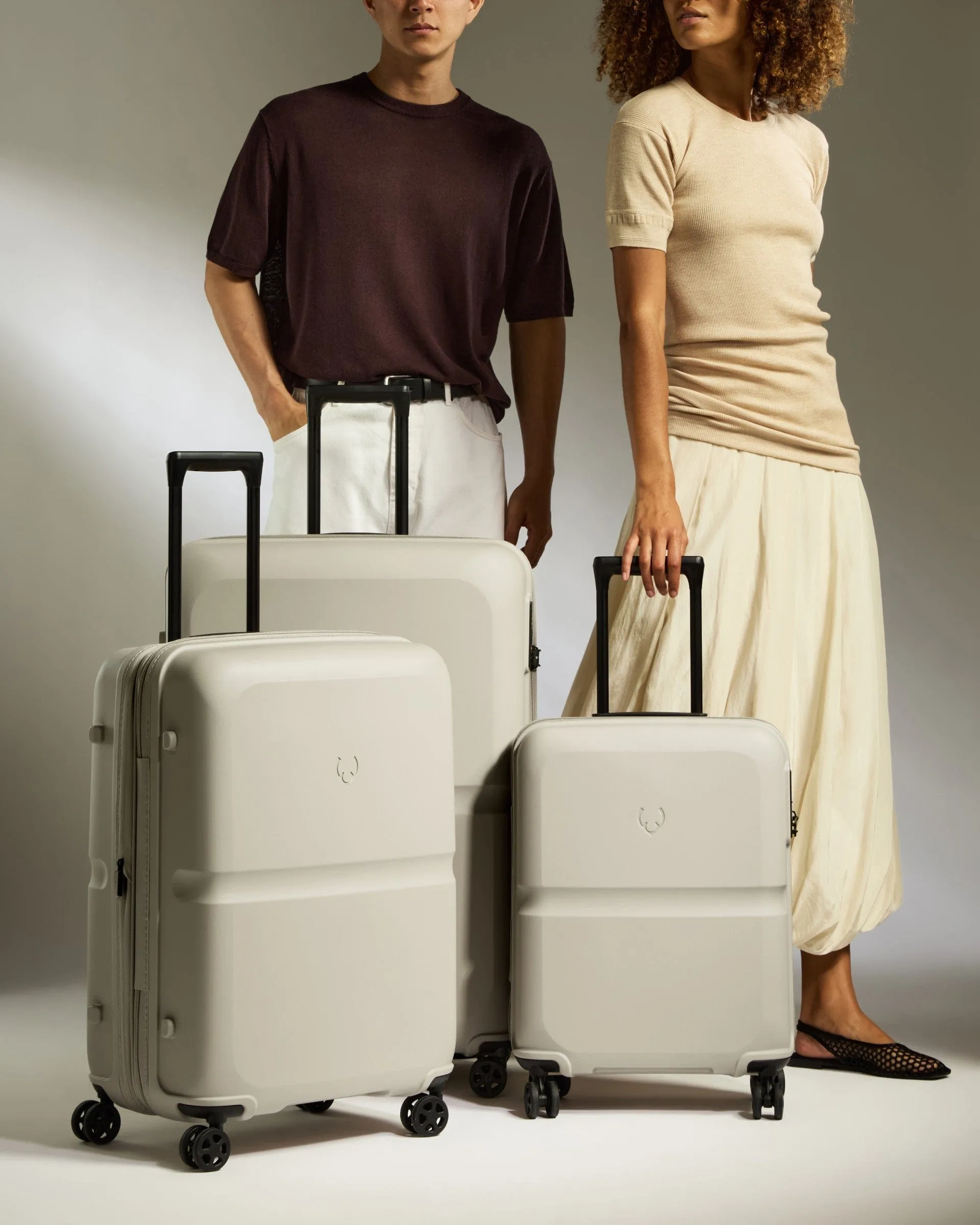 Suitcase Set in Taupe - Single Stripe