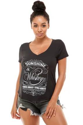 SUNSHINE AND WHISKEY SHORT SLEEVE V NECK SHIRT