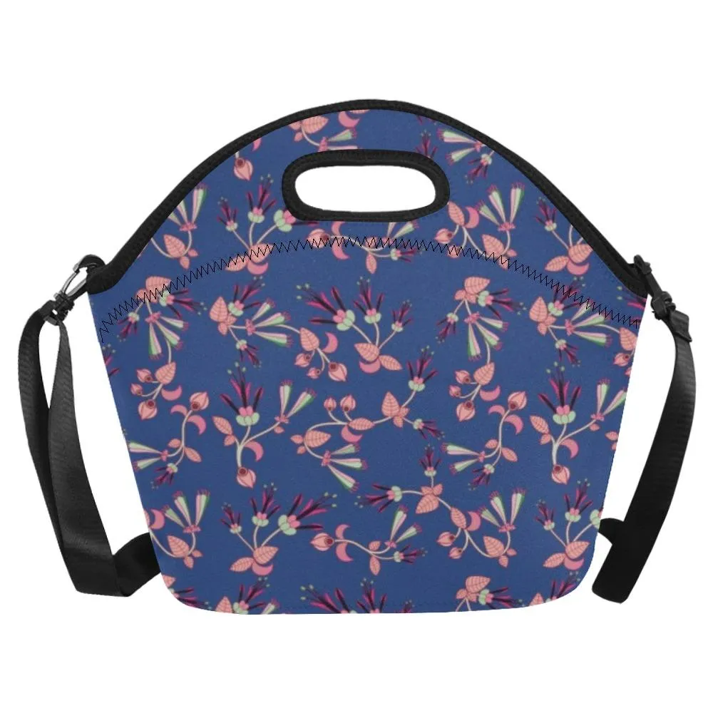 Swift Floral Peach Blue Neoprene Lunch Bag/Large