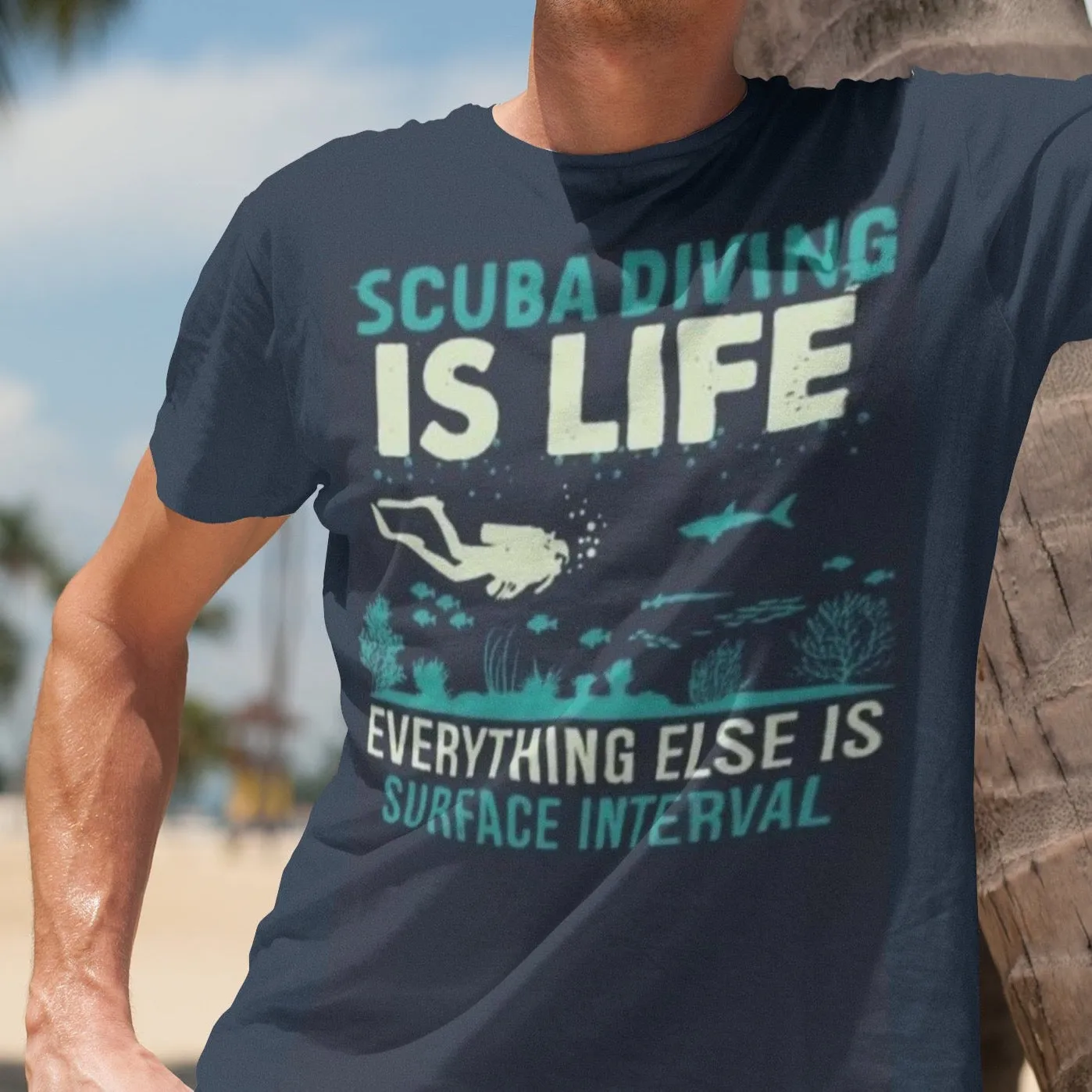 T-Shirt Men : Scuba Diving Is Life Streetwear T-Shirt Cool T-Shirt Casual T-Shirt