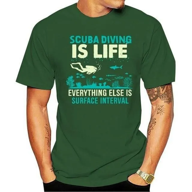 T-Shirt Men : Scuba Diving Is Life Streetwear T-Shirt Cool T-Shirt Casual T-Shirt