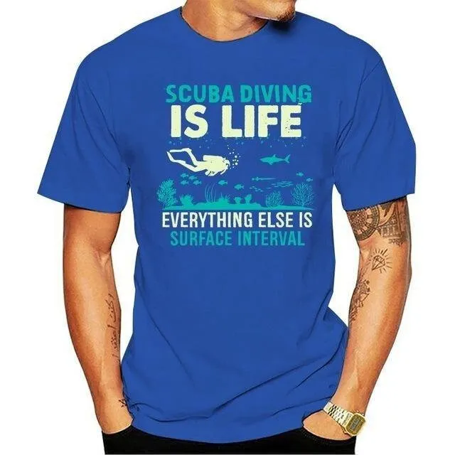 T-Shirt Men : Scuba Diving Is Life Streetwear T-Shirt Cool T-Shirt Casual T-Shirt