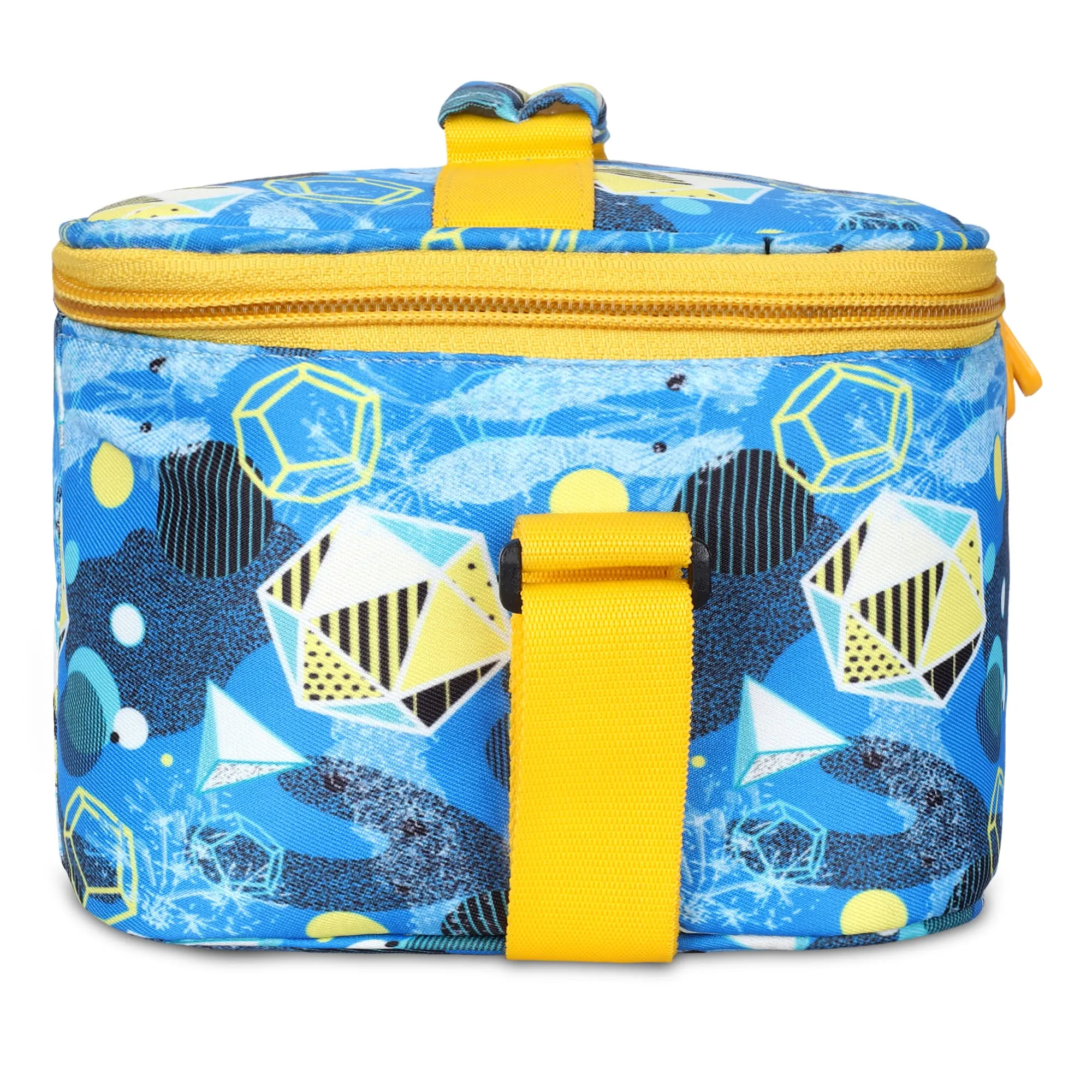 THE CLOWNFISH Snack Attack Series Polyester Printed Tiffin Carry Bag Lunch Bag Lunch Box Carrier Bag for School Picnic Travel Food Storage Bag (Light Blue)