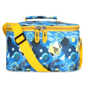 THE CLOWNFISH Snack Attack Series Polyester Printed Tiffin Carry Bag Lunch Bag Lunch Box Carrier Bag for School Picnic Travel Food Storage Bag (Light Blue)