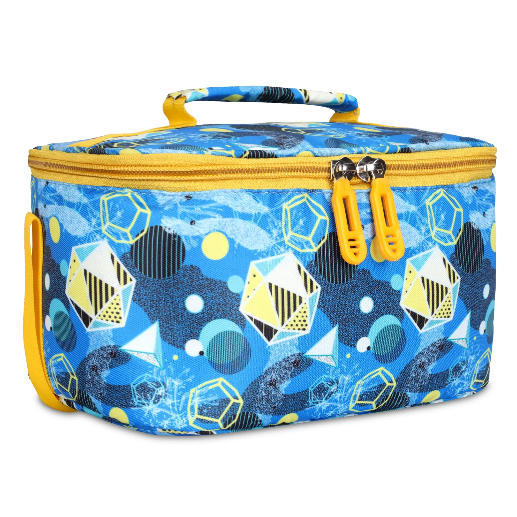 THE CLOWNFISH Snack Attack Series Polyester Printed Tiffin Carry Bag Lunch Bag Lunch Box Carrier Bag for School Picnic Travel Food Storage Bag (Light Blue)