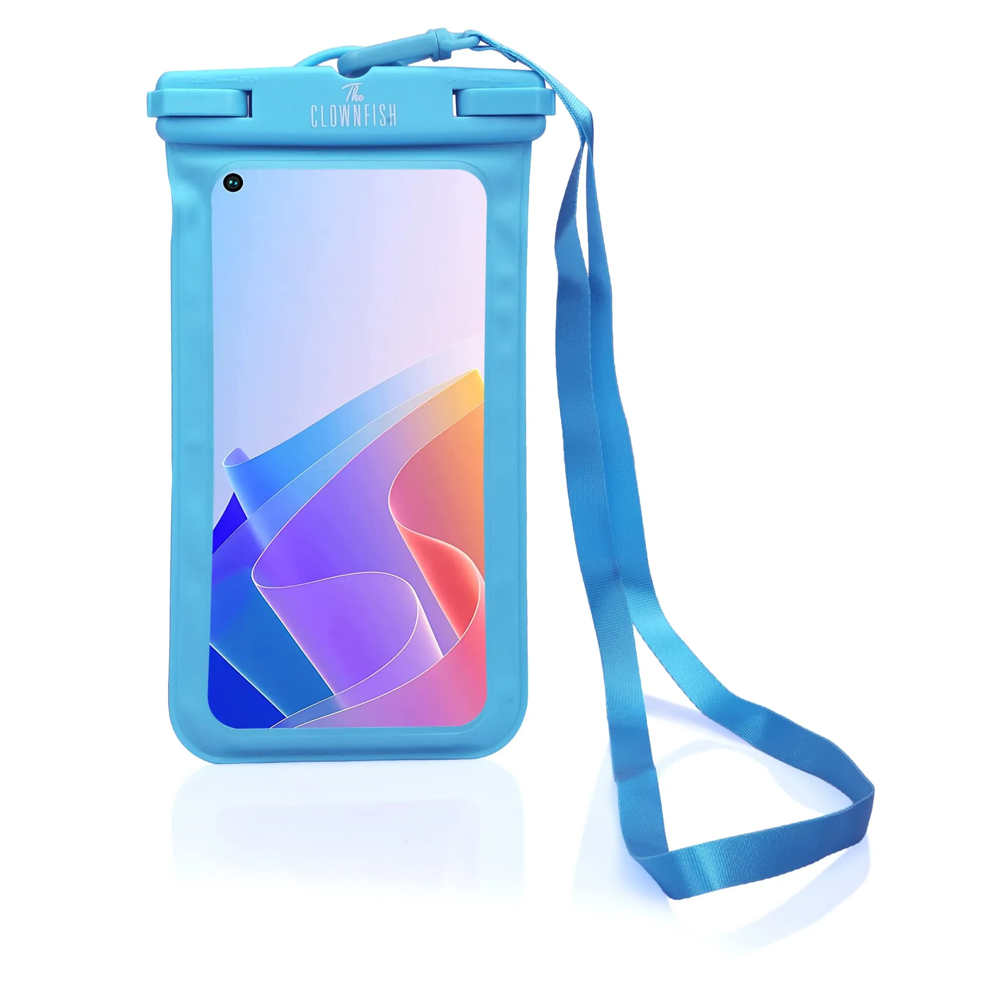 THE CLOWNFISH Universal Waterproof PVC Transparent Mobile Pouch Cellphone Case Rain Protection Dry Bag Designed for Most Cell Phones Upto 6.2 inch Screen & Accessories (Blue)