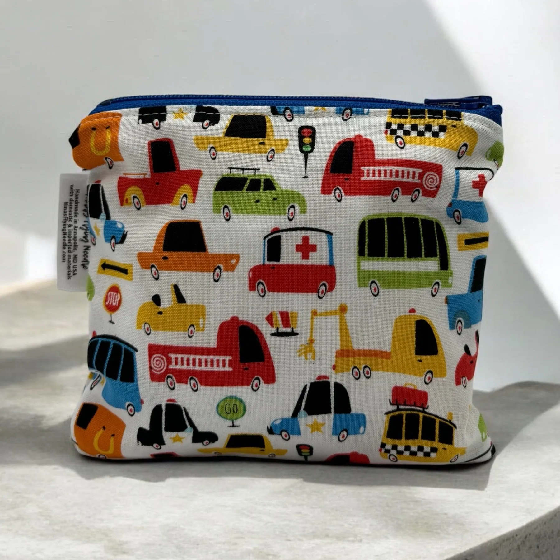 Toddler Sized Reusable Zippered Bag Cars