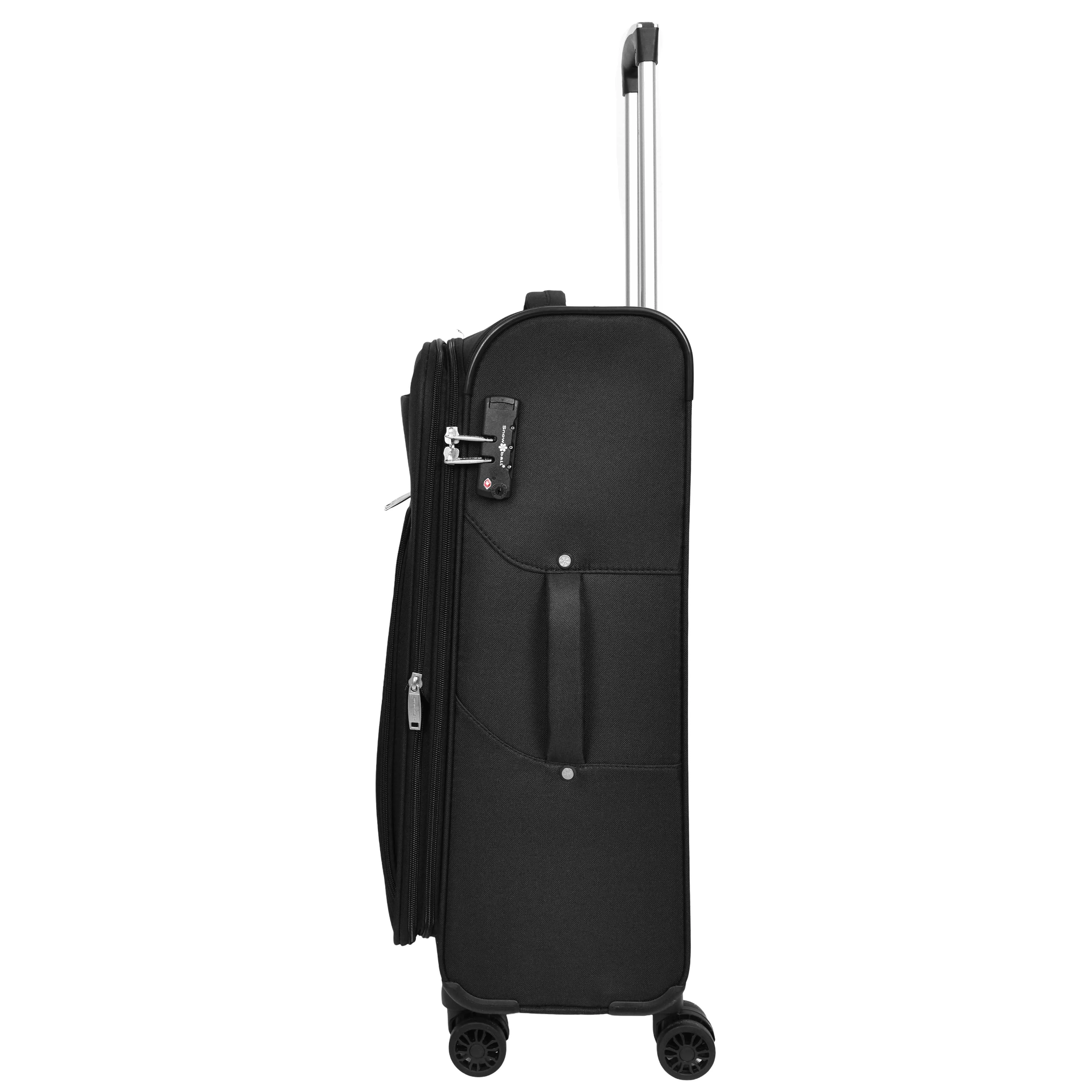 Ultra Lightweight Suitcases Expandable Soft 8 Wheel Luggage Travel Bags Cuba Black