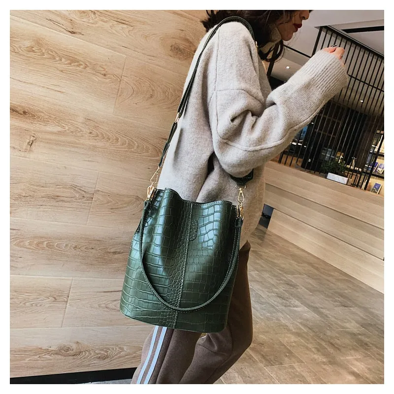 Women Shoulder Crocodile Crossbody Bag