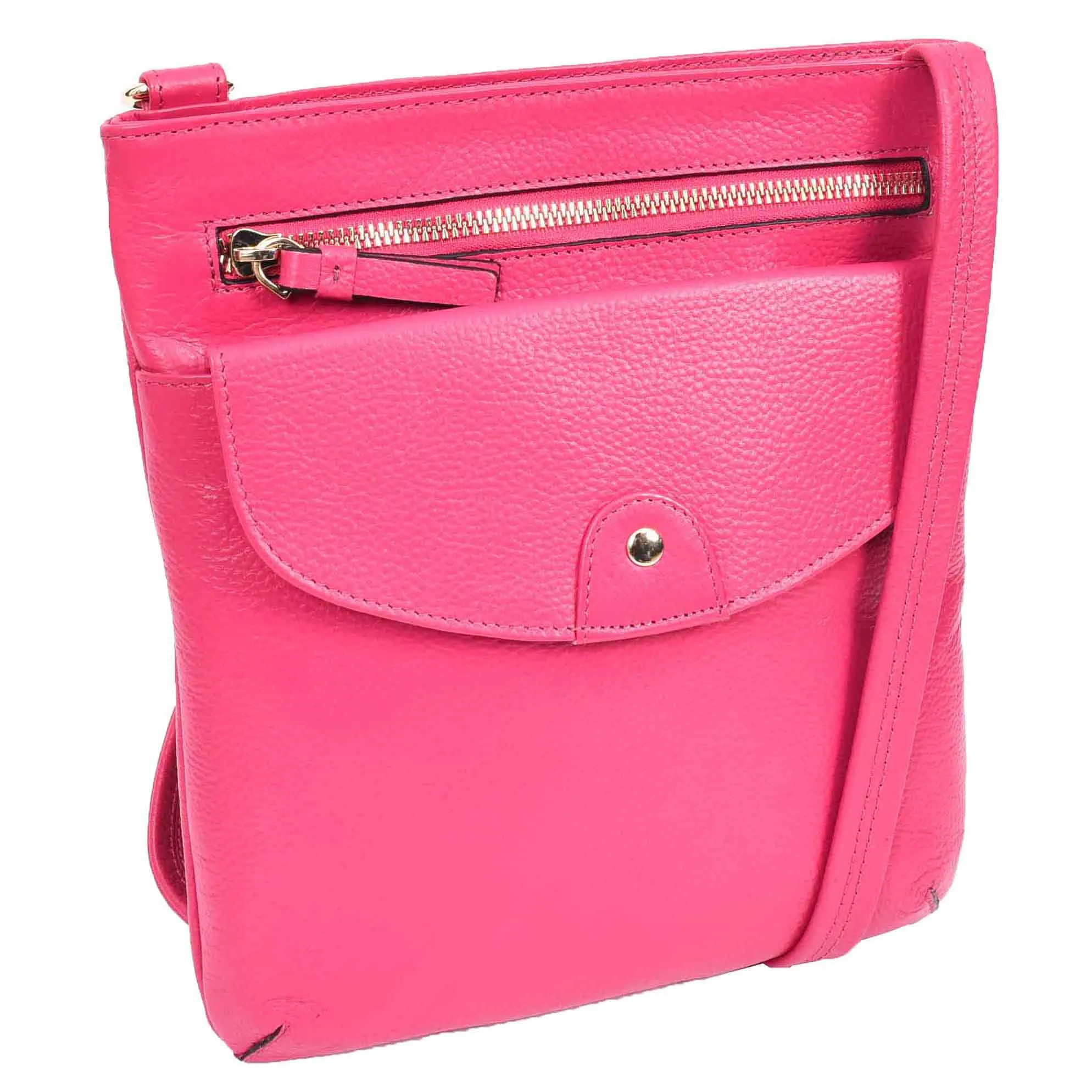 Womens Cross Body Sling Bag Leather Messenger HOL5 Pink