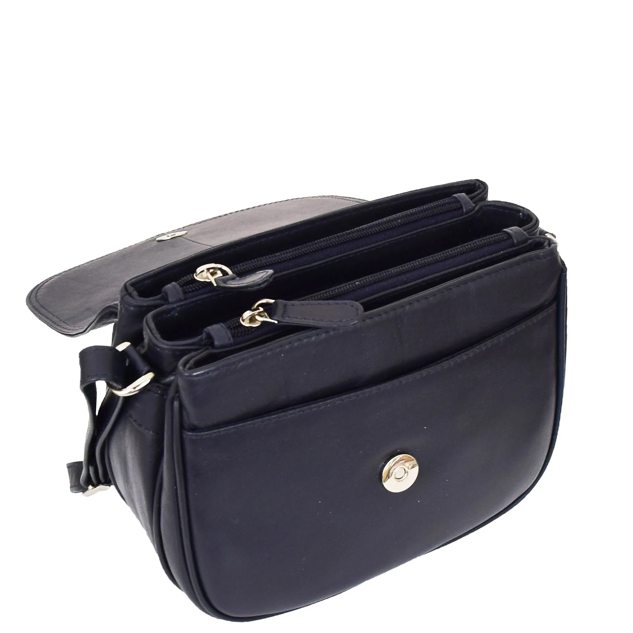 Womens Real Soft Leather Shoulder Bag Casual Cross Body Handbag Jazz Navy